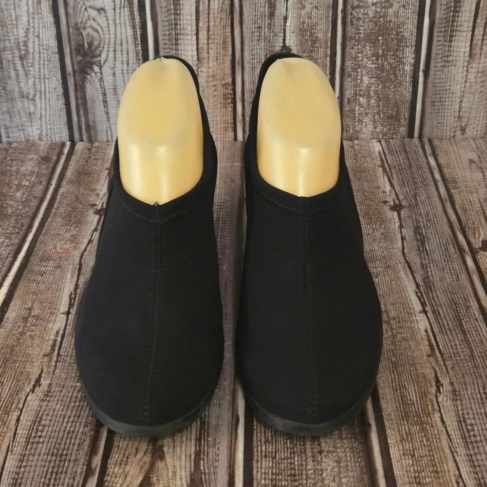 Sz 38 / 7 Arche Cyneth Black Nubuck /Stretch Low Wedge Slip-On Shoes VGUC